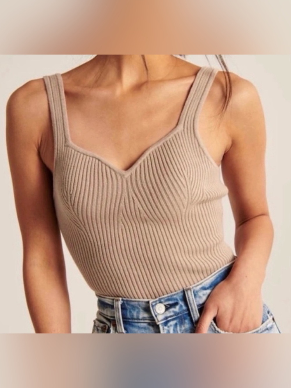 Abercrombie & Fitch Sweetheart Neck Ribbed Knit Tank Top Small